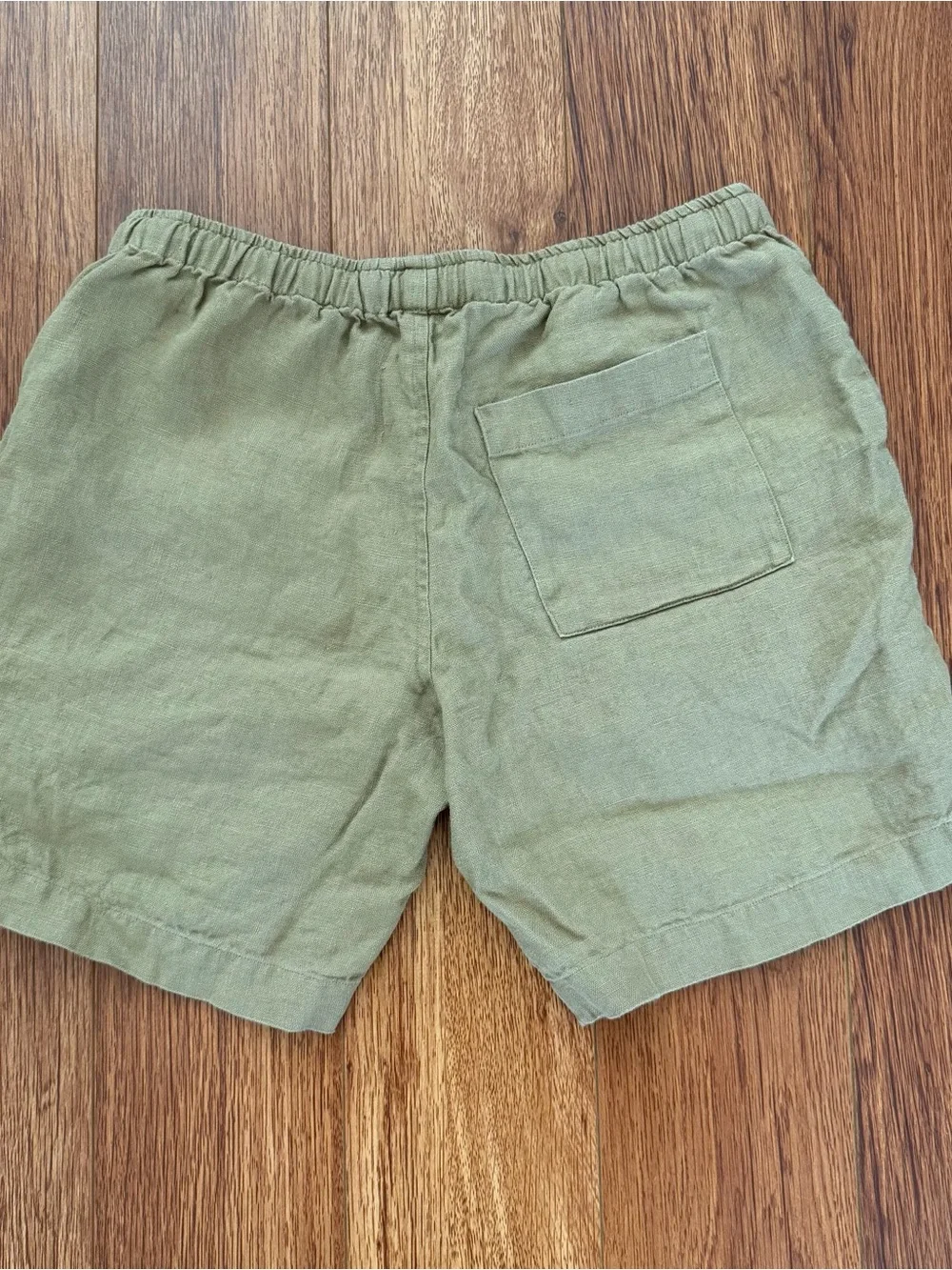 Alex Crane Bo Mens XS Linen Shorts Sand Beige Tan Elastic Drawstring